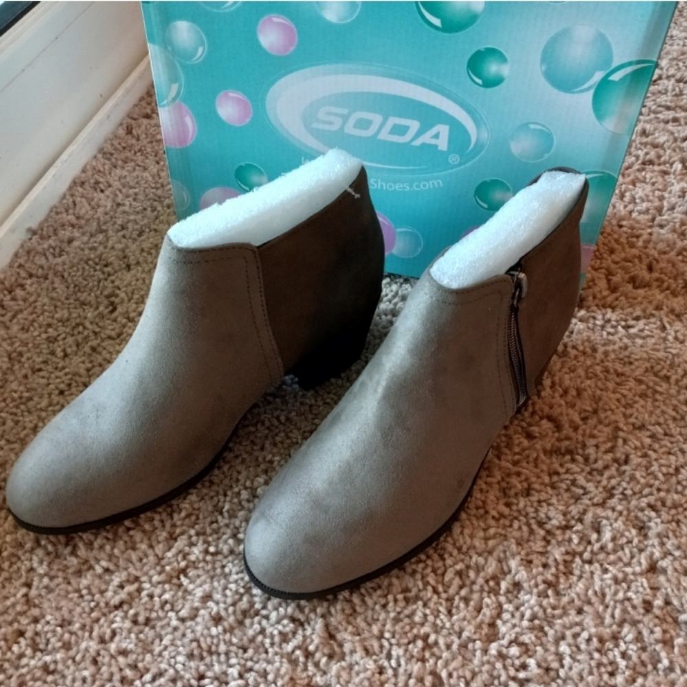 Soda Two Tone Faux Suede Ankle Booties